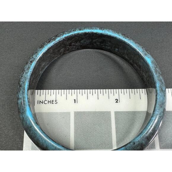 Vintage Marbled Green, Brown & Blue Plastic Bangle Bracelets - Picture 7 of 12